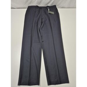 Zanieri Dress Pants Men's 44x36 Blue Wool Super 100s Unhemmed Italy Flat Front